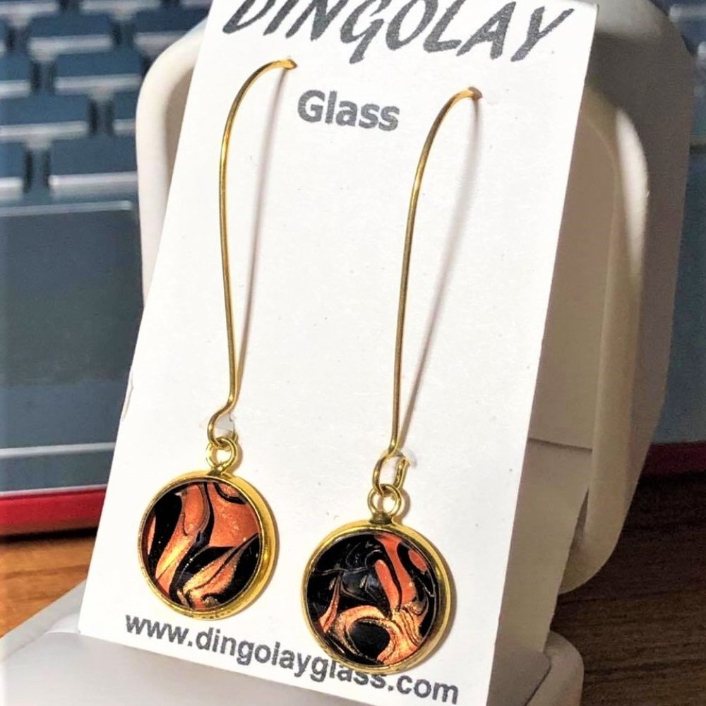 Hand Painted Glass Dome Earrings